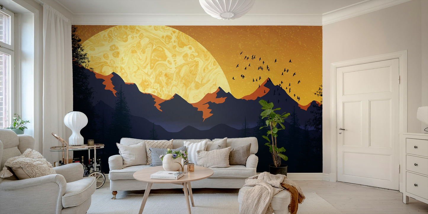 Golden hour-inspired nature wallpaper with lush scenery