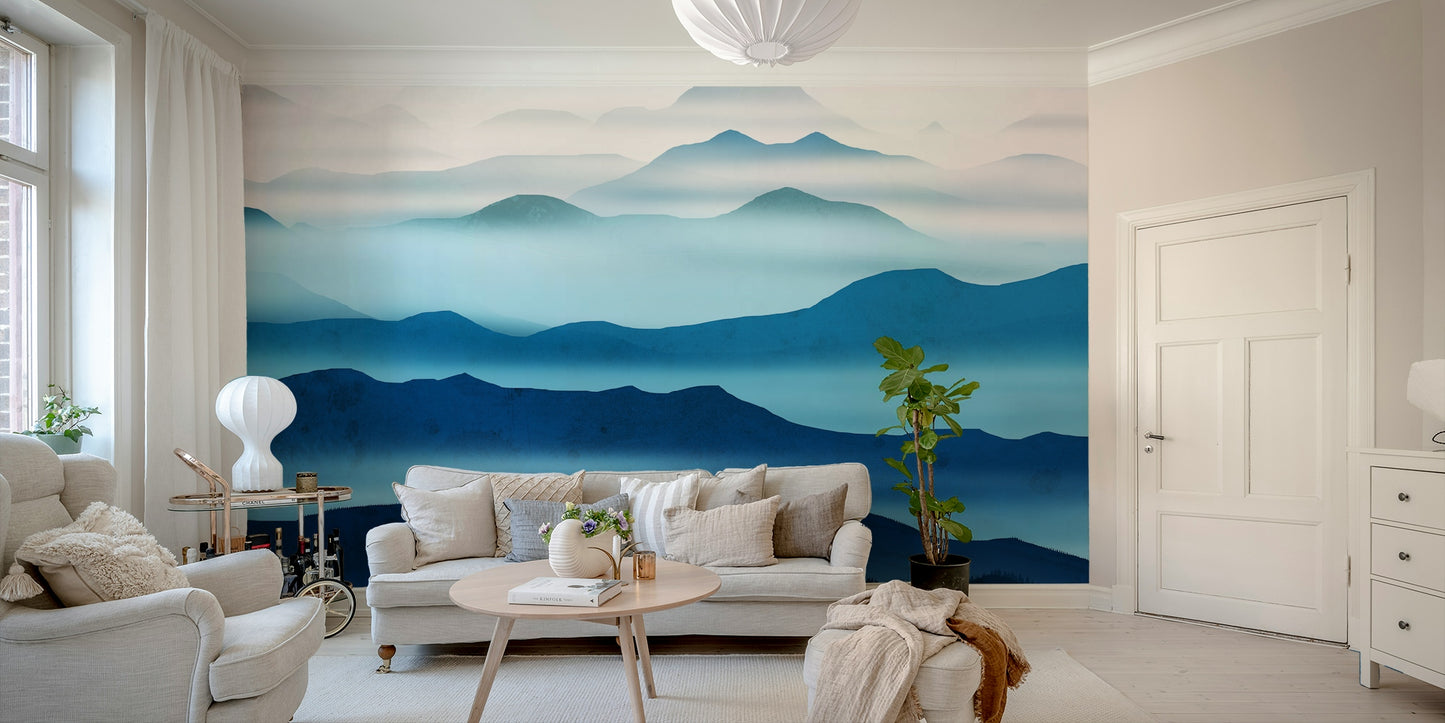 The blue valleys Mural Wallpaper