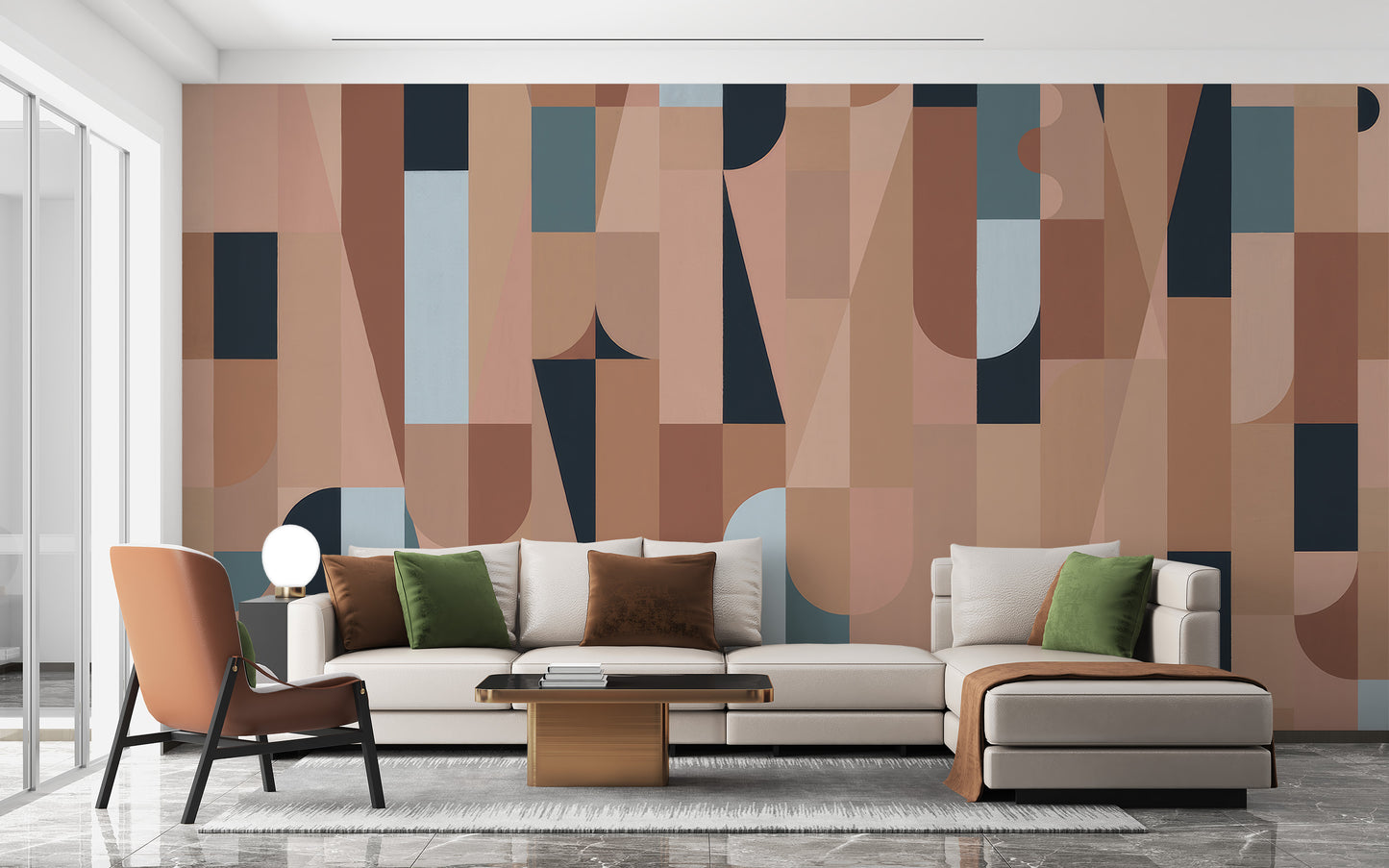 Chromatic puzzle mural for contemporary interiors
