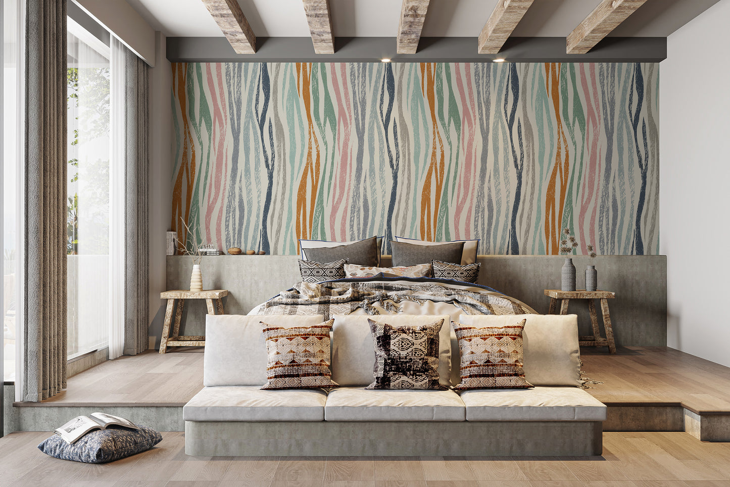 Sophisticated Scribbled Serenity Wall Art Mural