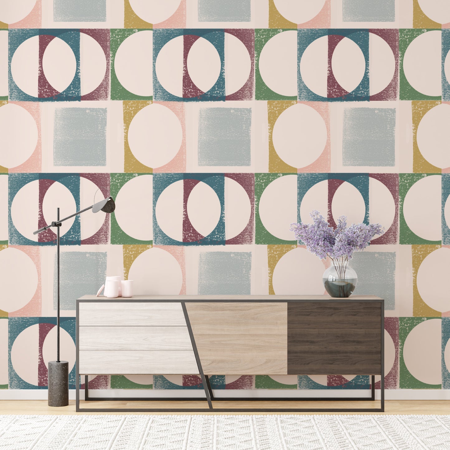 Light and airy Modern Italian Villa Pink Blush AB Wallpaper