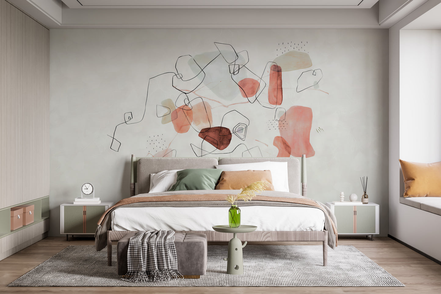 Subtle ethereal watercolor wallpaper mural for rooms