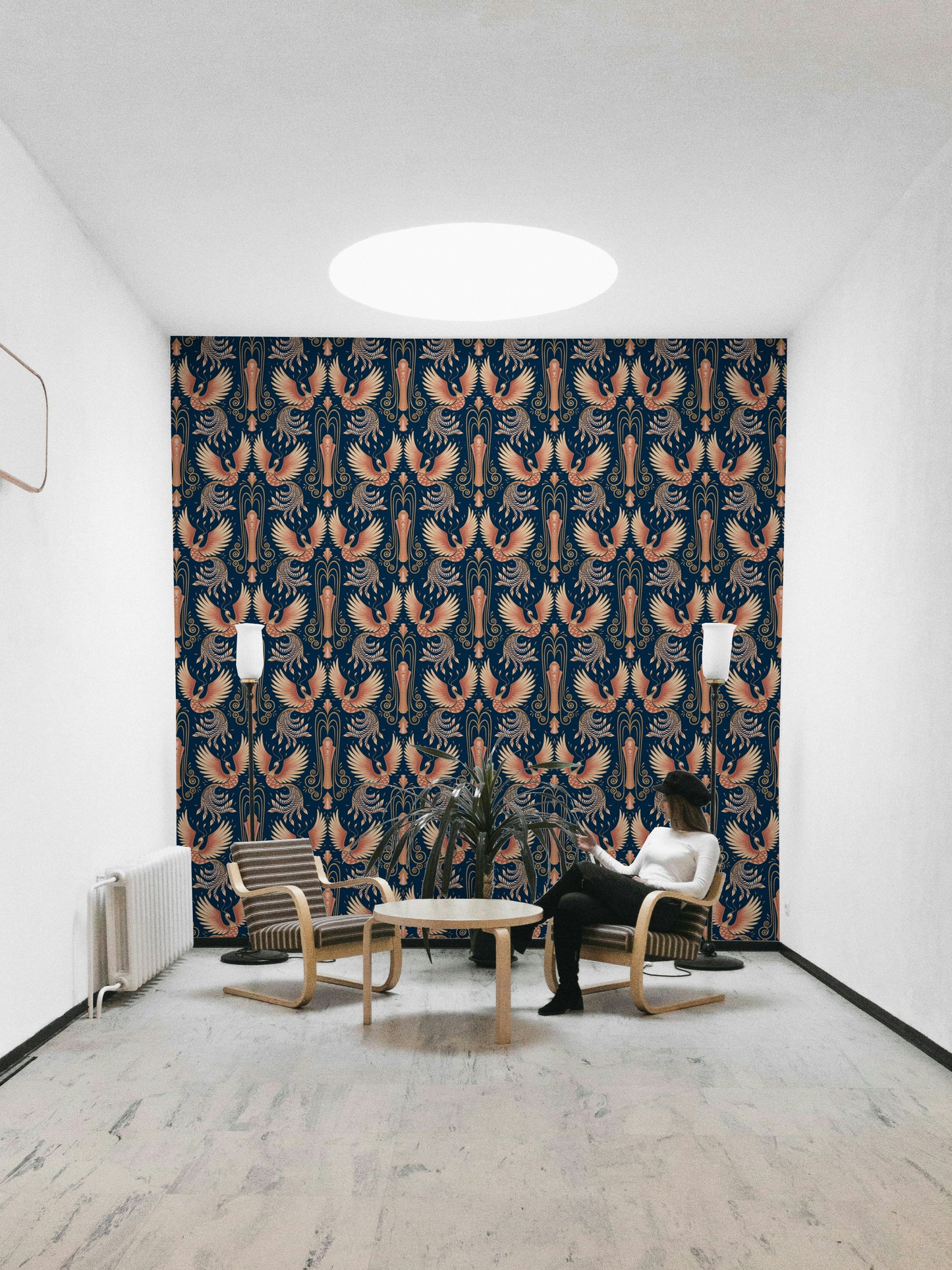 Bold and artistic phoenix wallpaper for modern spaces