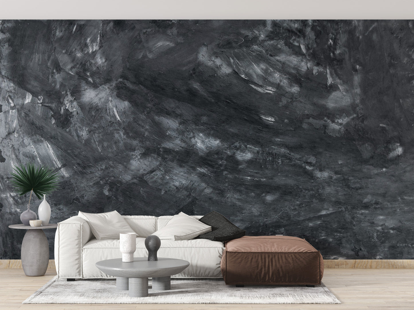 Matte dark concrete textured wall mural