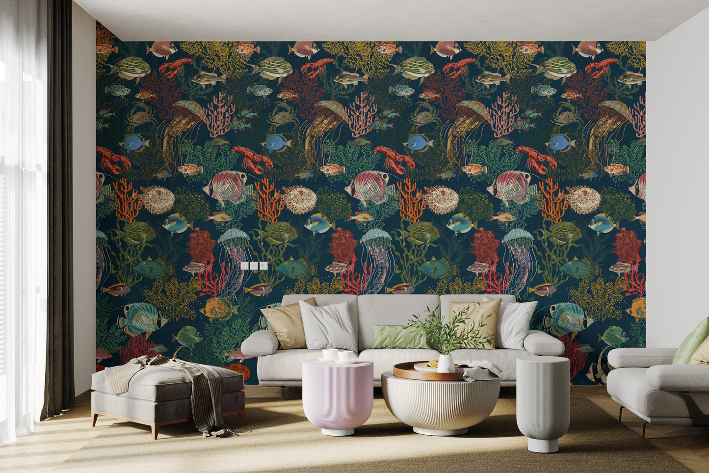 Stylish Marine Life Scene Wallpaper Mural