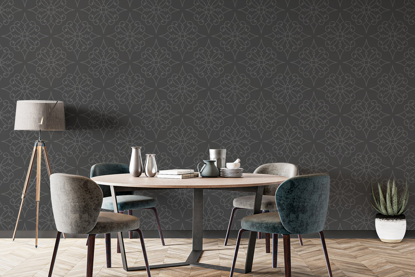 Rustic damask autumn wallpaper mural for walls
