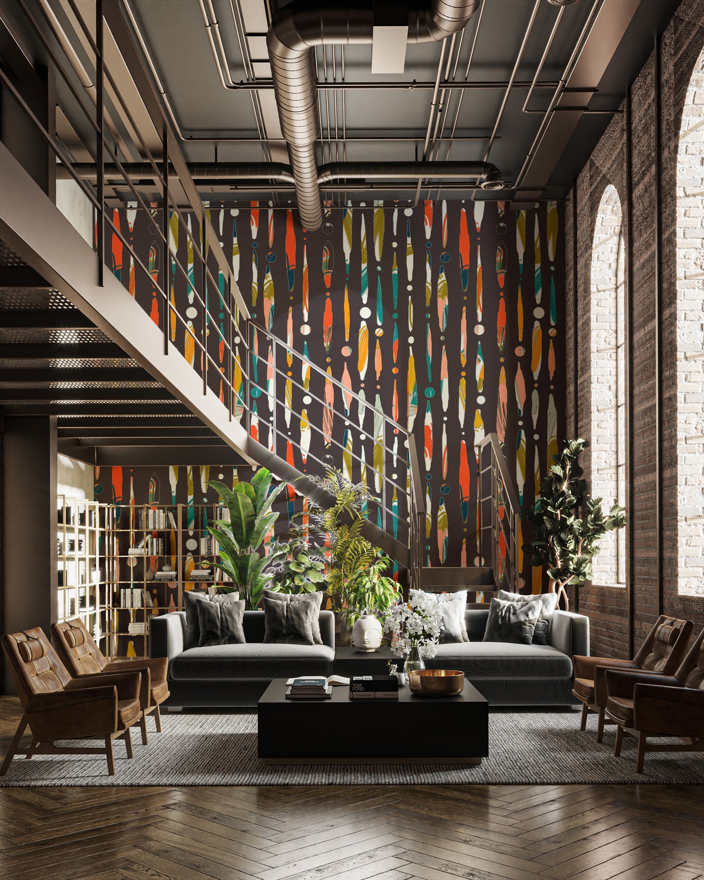 Creative Brushstroke Symphony Pattern Wallpaper