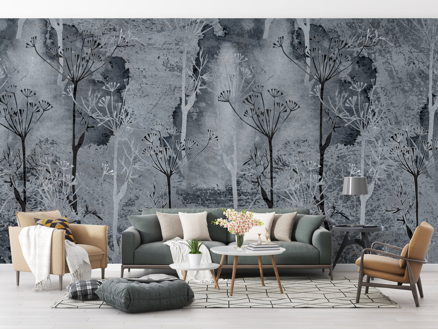Grey grunge Tropicano wall art for interiors