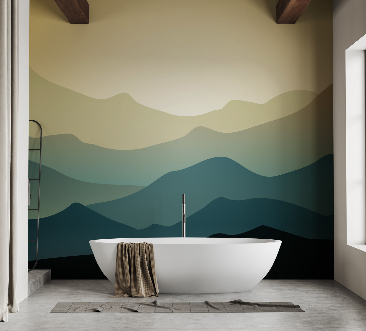 Green mountain landscape wallpaper mural for walls