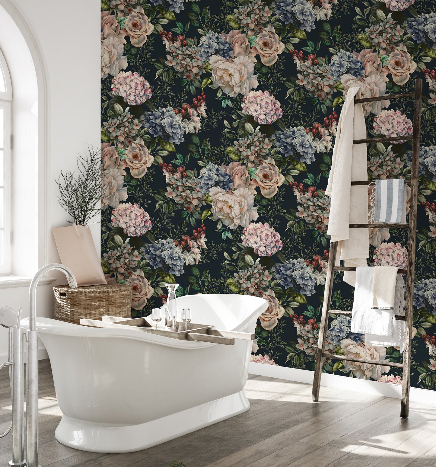 Bold Watercolor Flower Wall Design