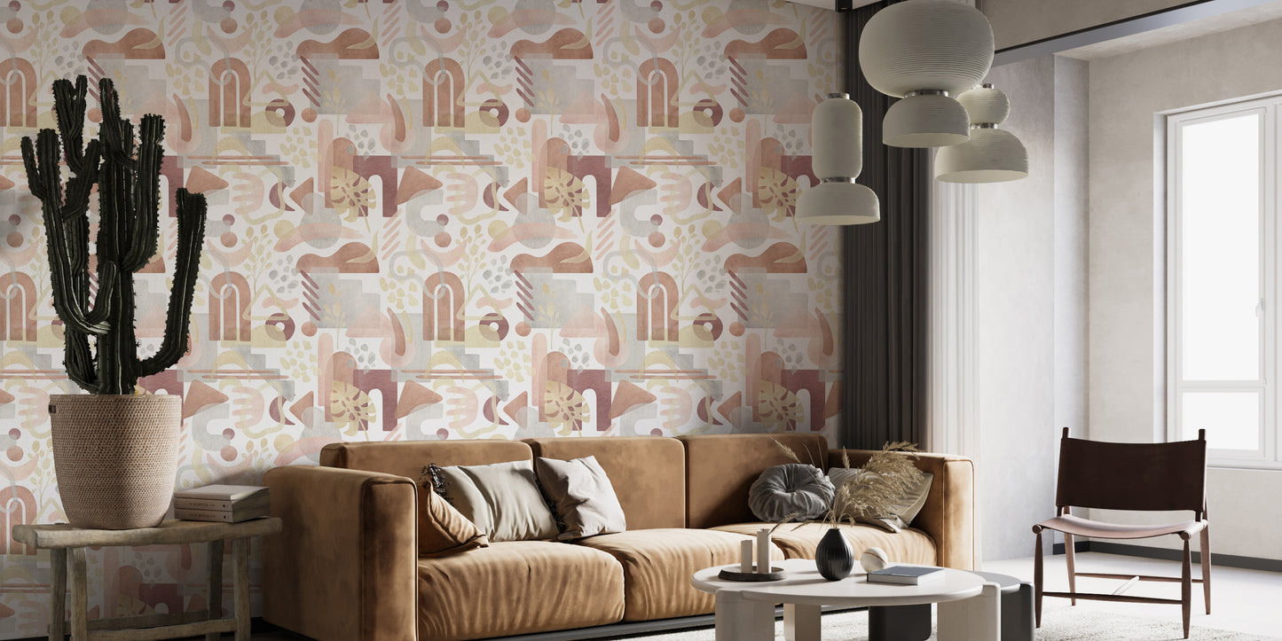 Modern pastel watercolor mural design