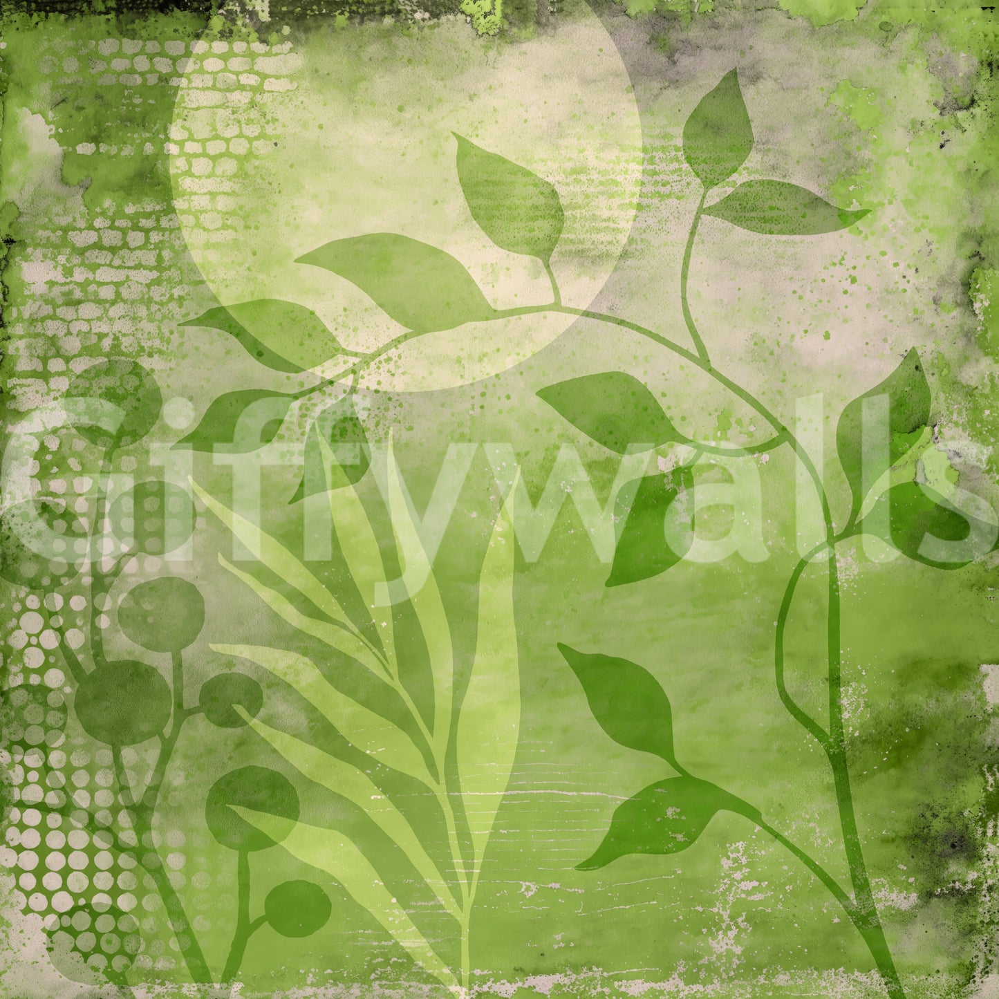Contemporary wall wallpaper with green abstract style