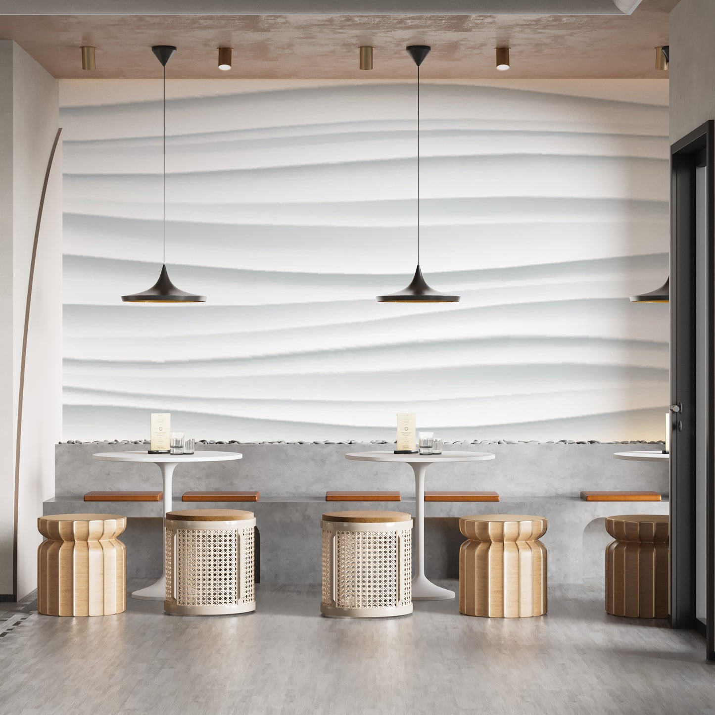 Seamless wave pattern in white wallpaper