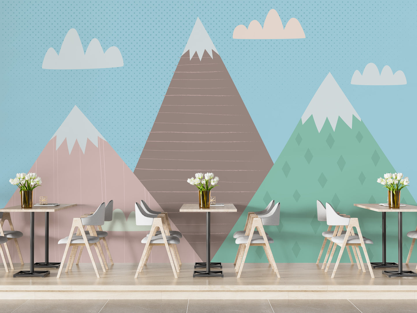 Modern illustrated mountains wall mural