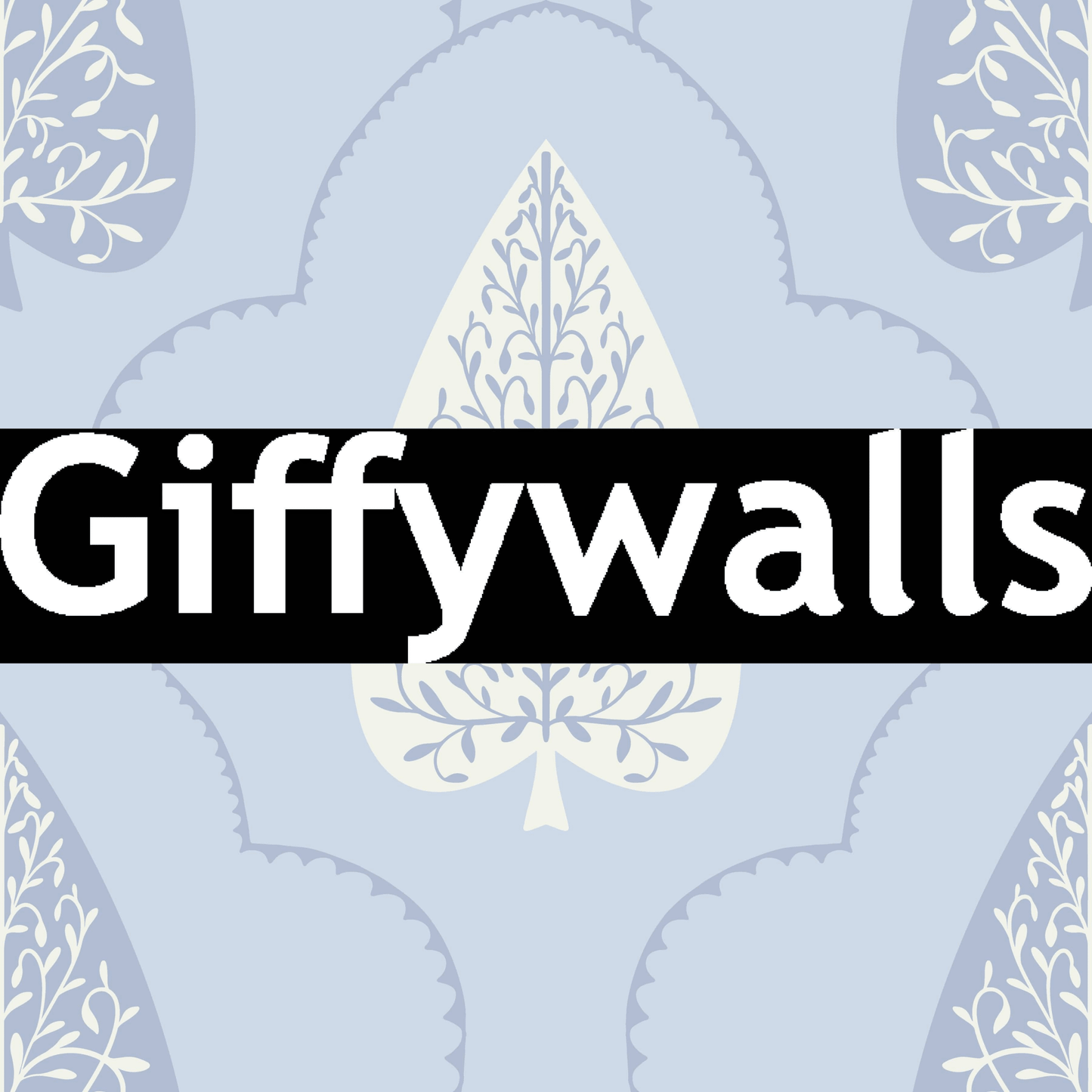 Timeless blue leaf print wallpaper, refined home interior detail, Arbor Branch Harmony.