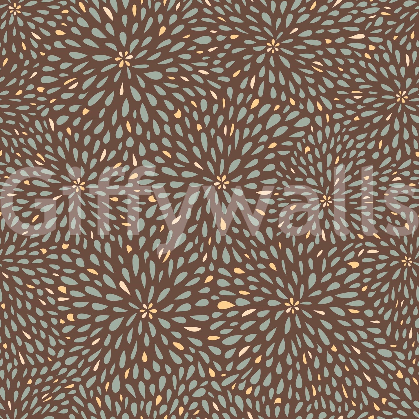 Subtle autumn Burst wallpaper featuring warm petal clusters on a deep brown backdrop.