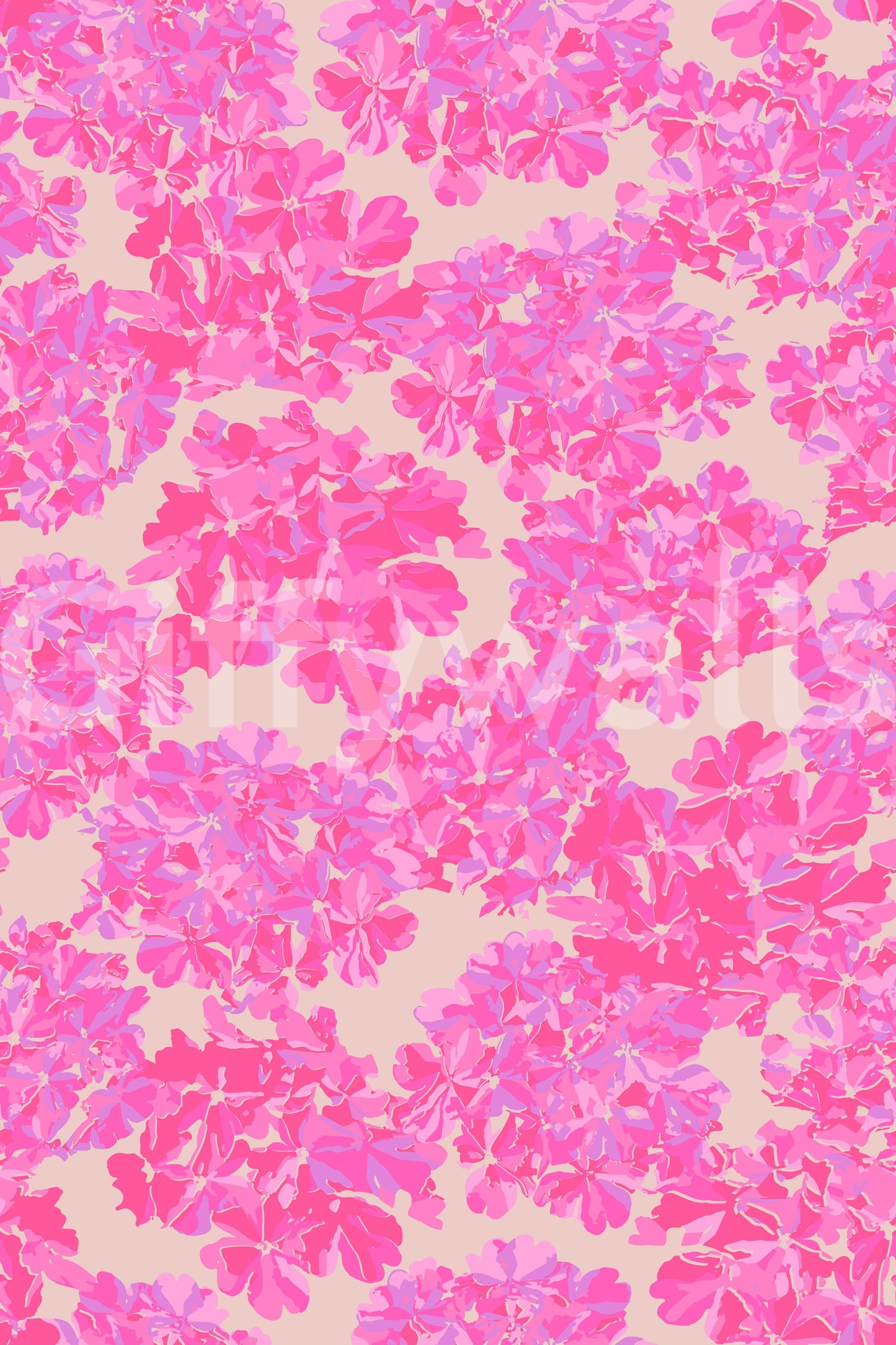 Big Bloom Hydrangeas wallpaper dramatic pink lavender antique flower print.