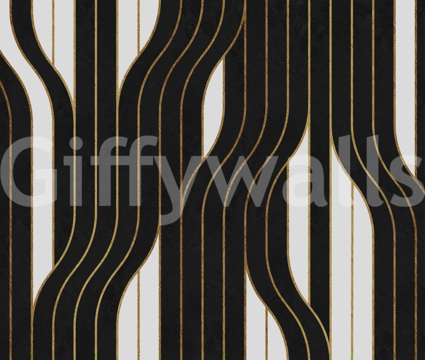 Black and white luxury lines mural adding texture to walls
