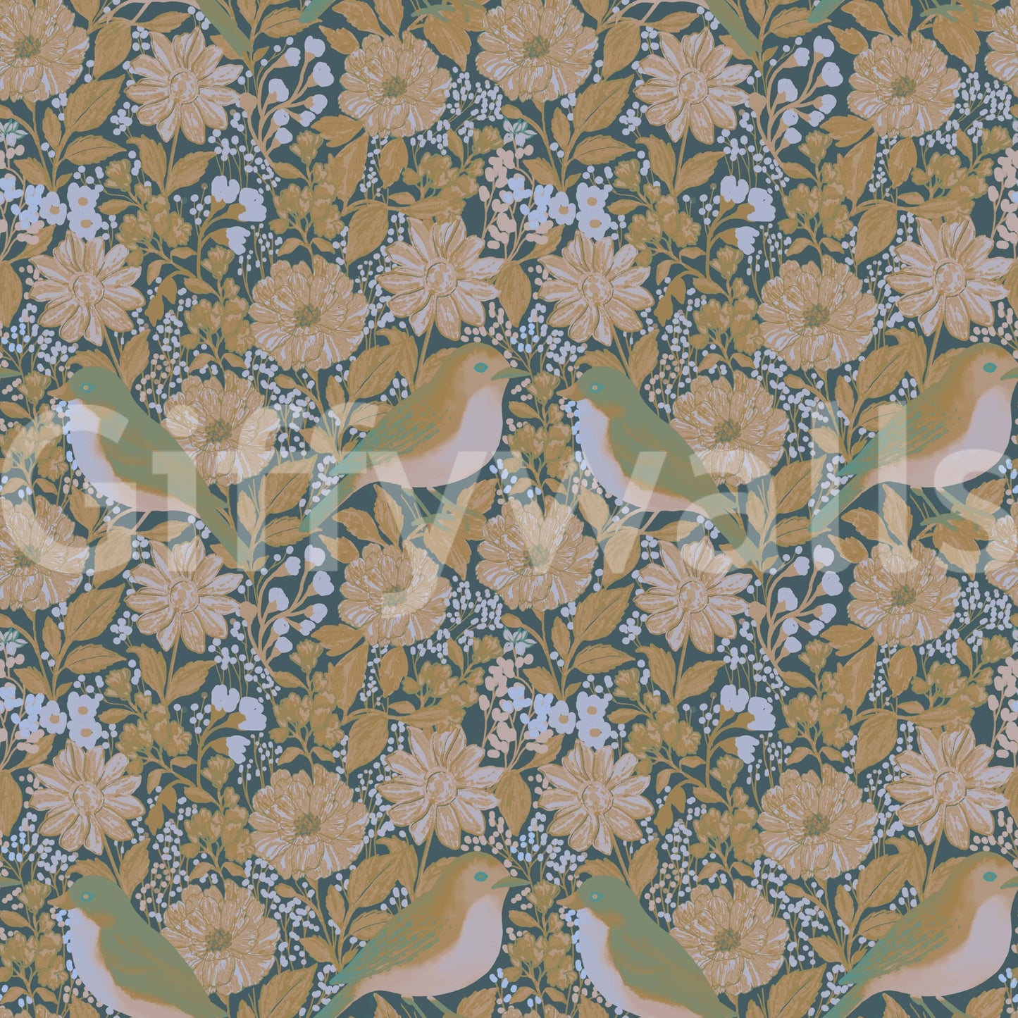 A high-quality peaceful floral wall mural for walls.
