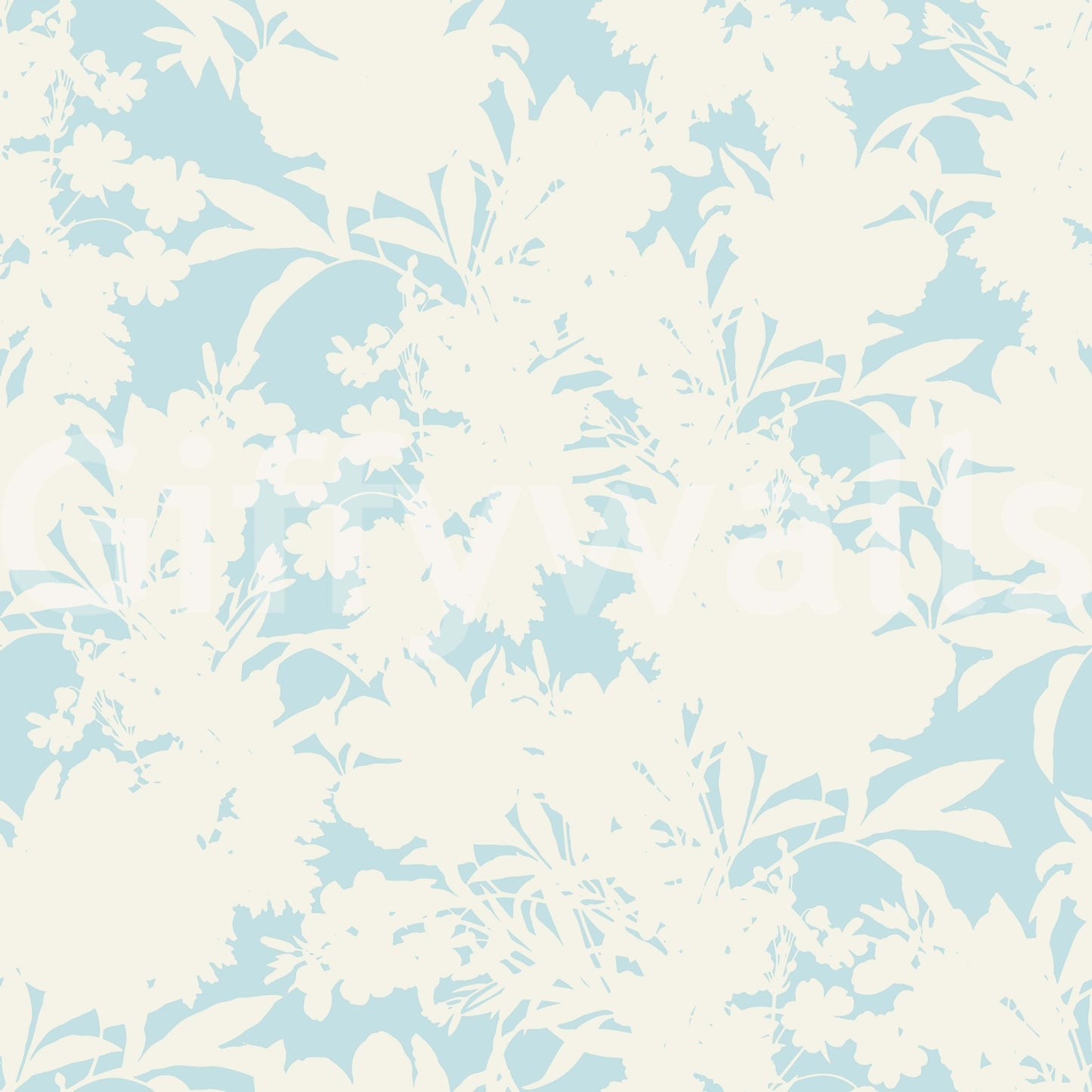 Wallpaper with blue color flowers