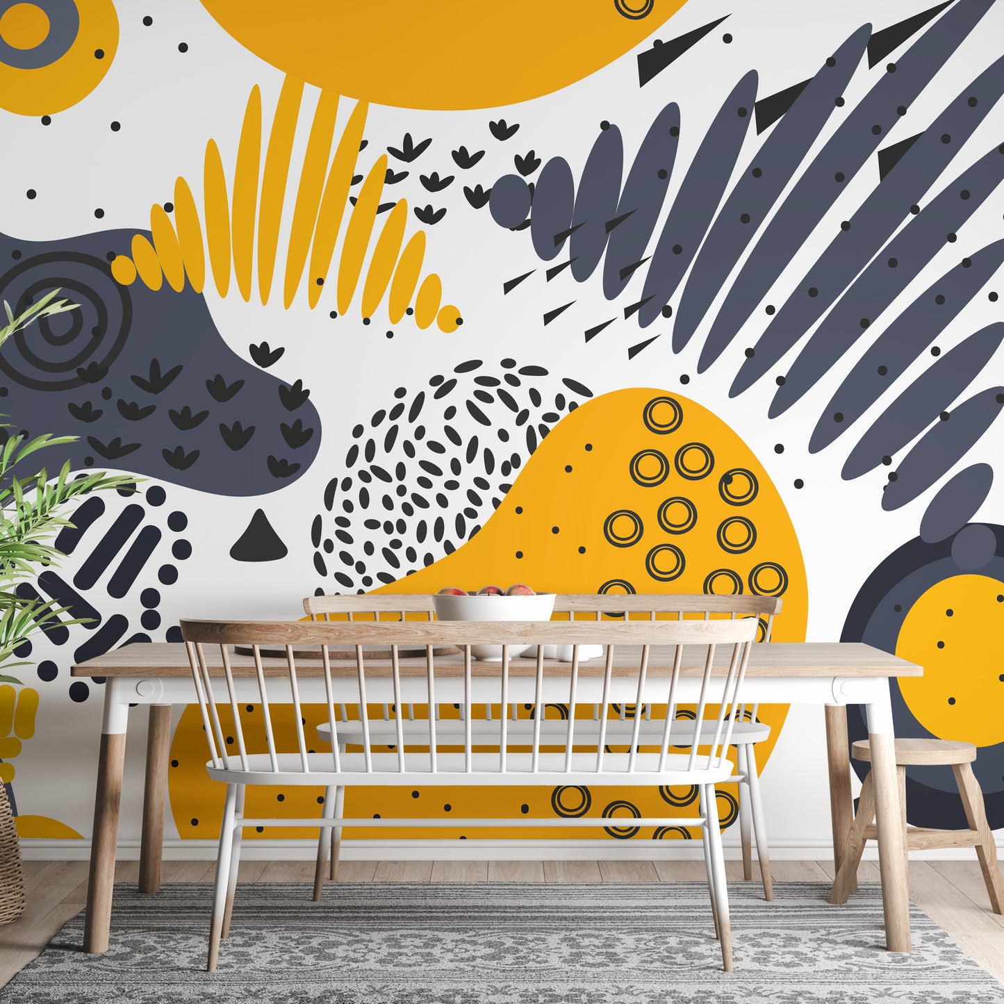 Contemporary abstract art-inspired mural design