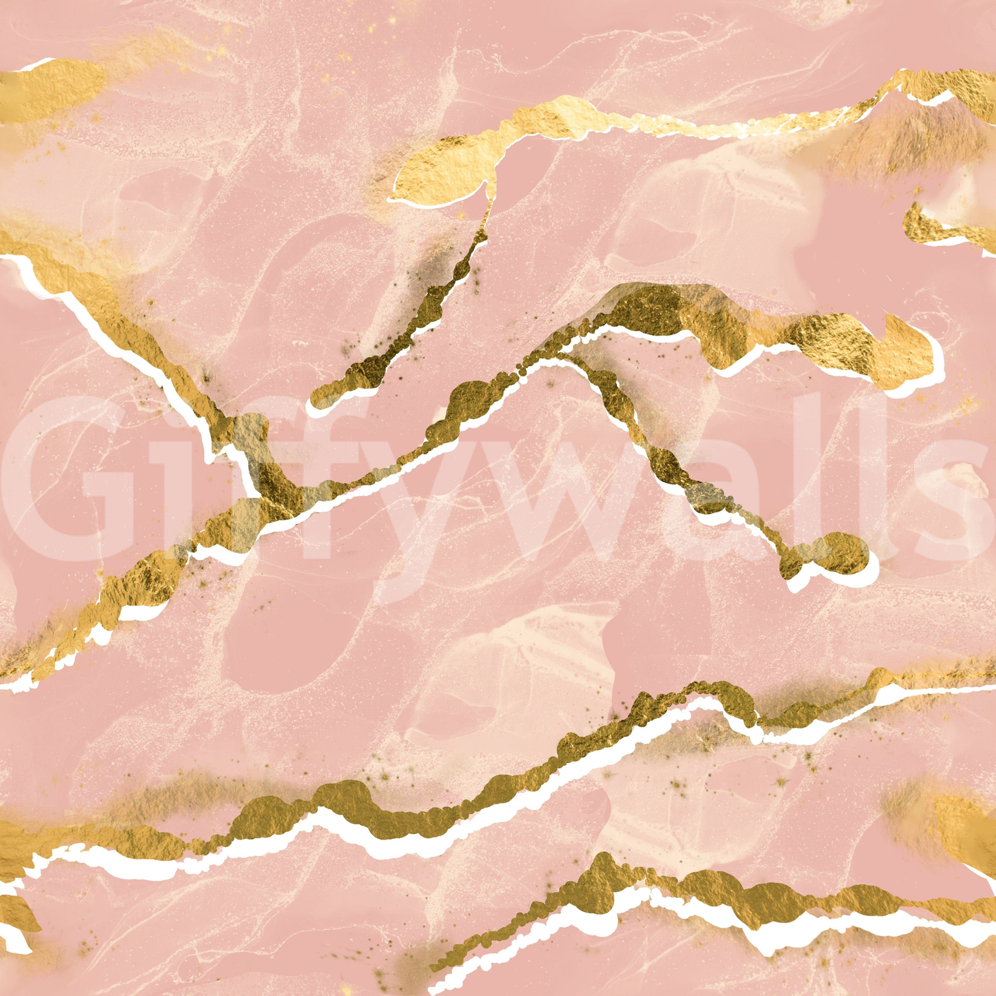 Blush and Gold Luxury Marble Wallpaper – Statement wall mural featuring soft marble layers with elegant golden veining for modern interiors.