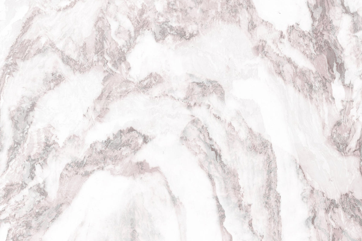 Blush Stone Texture wallpaper mural close-up showing the white marble with delicate blush-pink veining and swirls