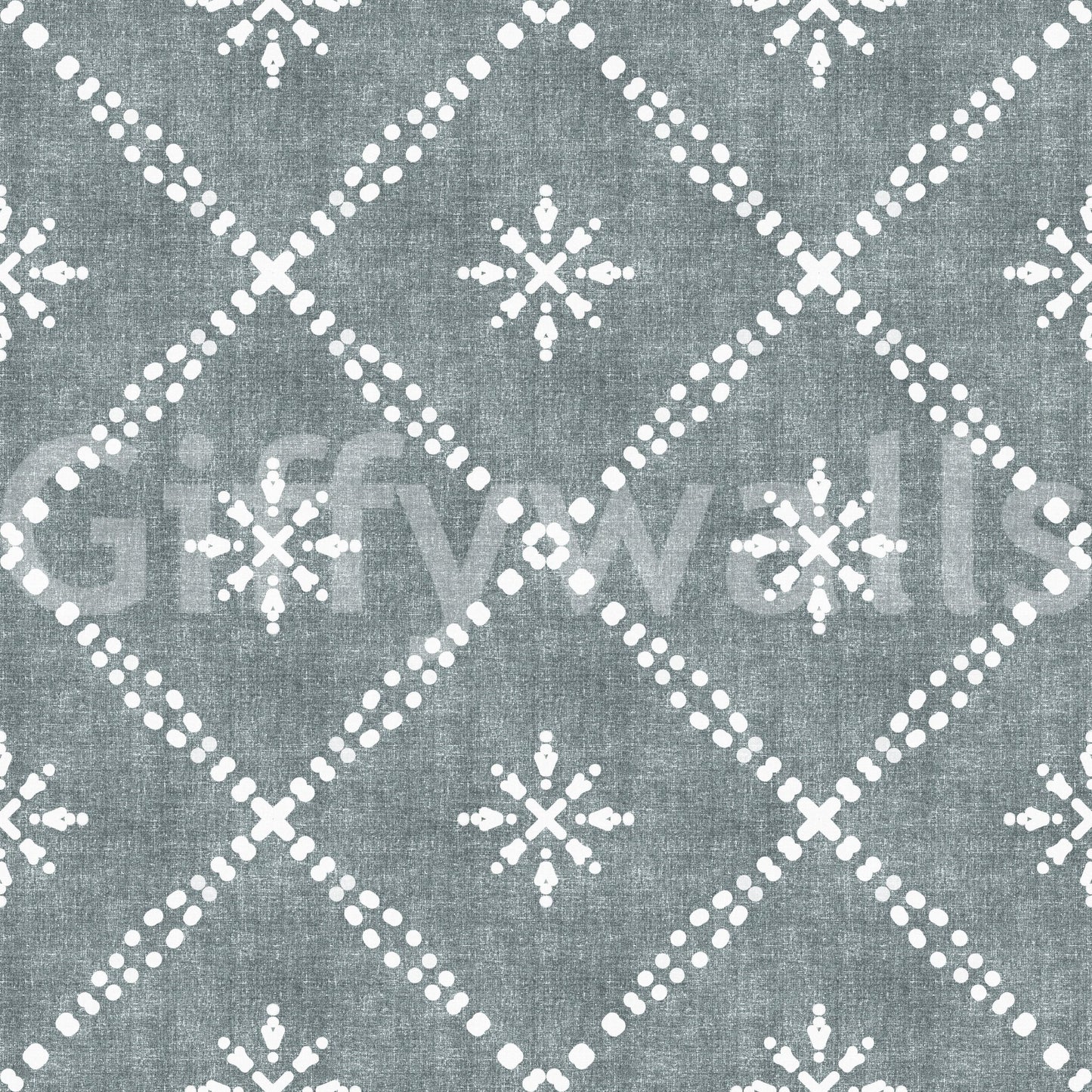 Boho Dotted Lattice Grunge Calming Blue Wallpaper