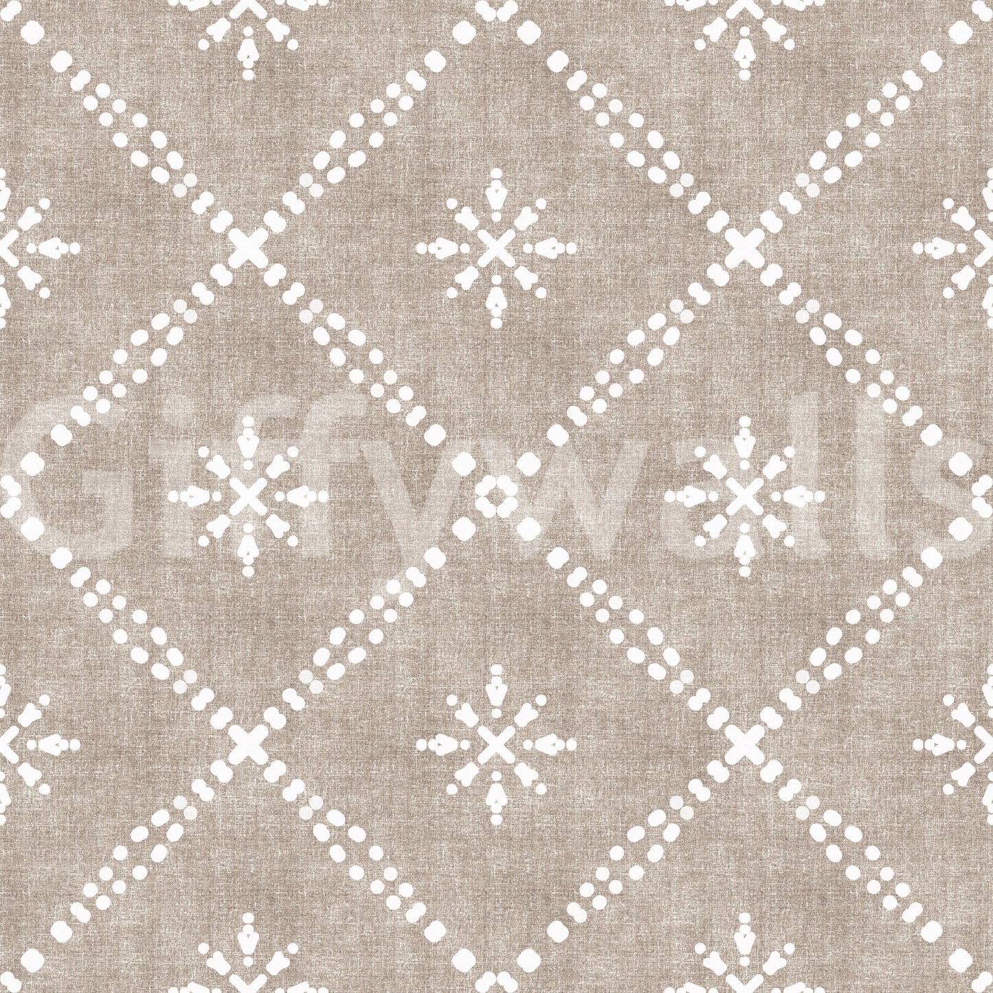 Boho Dotted Lattice Grunge Earthy Beige Wallpaper