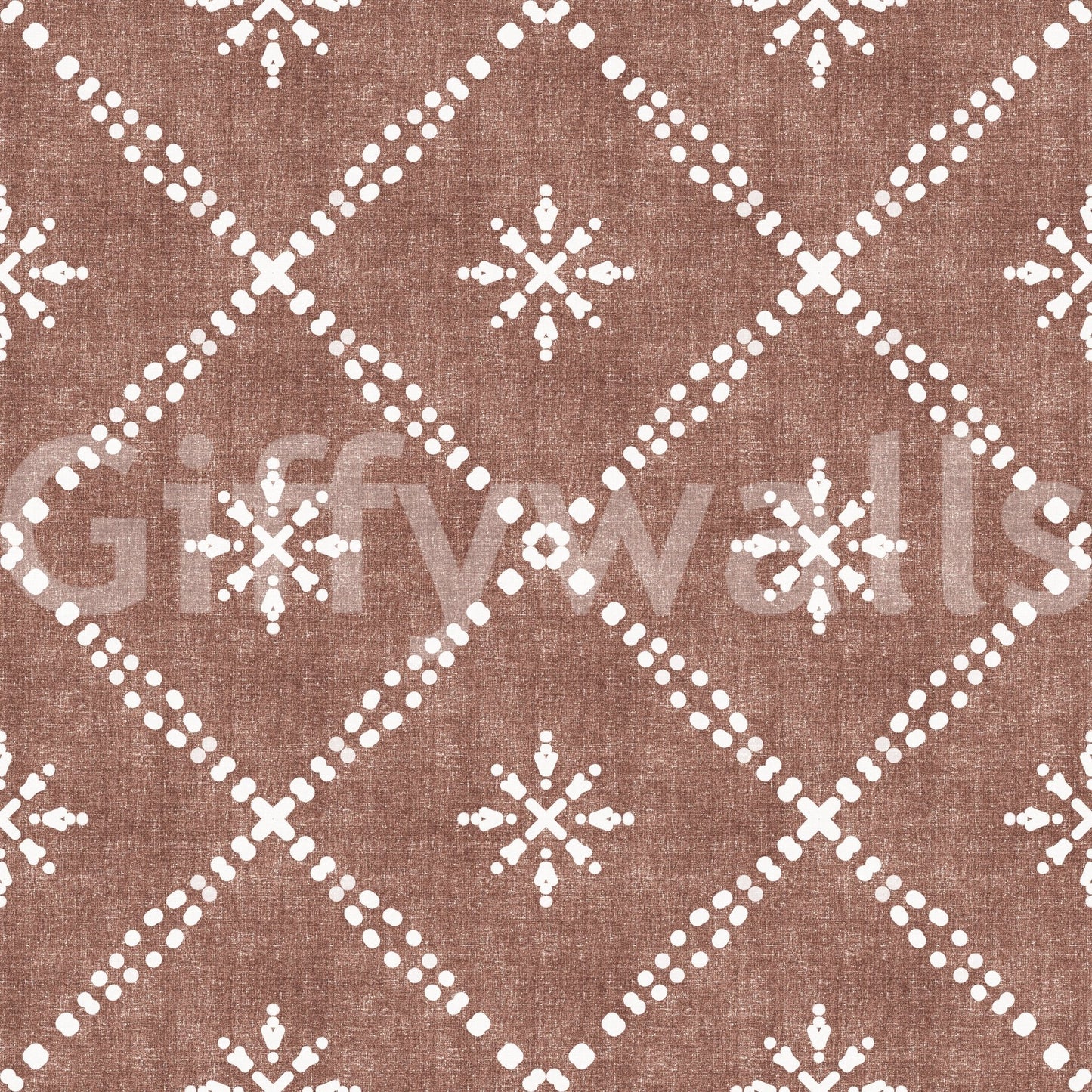 Boho Dotted Lattice Grunge Terracotta Red Wallpaper