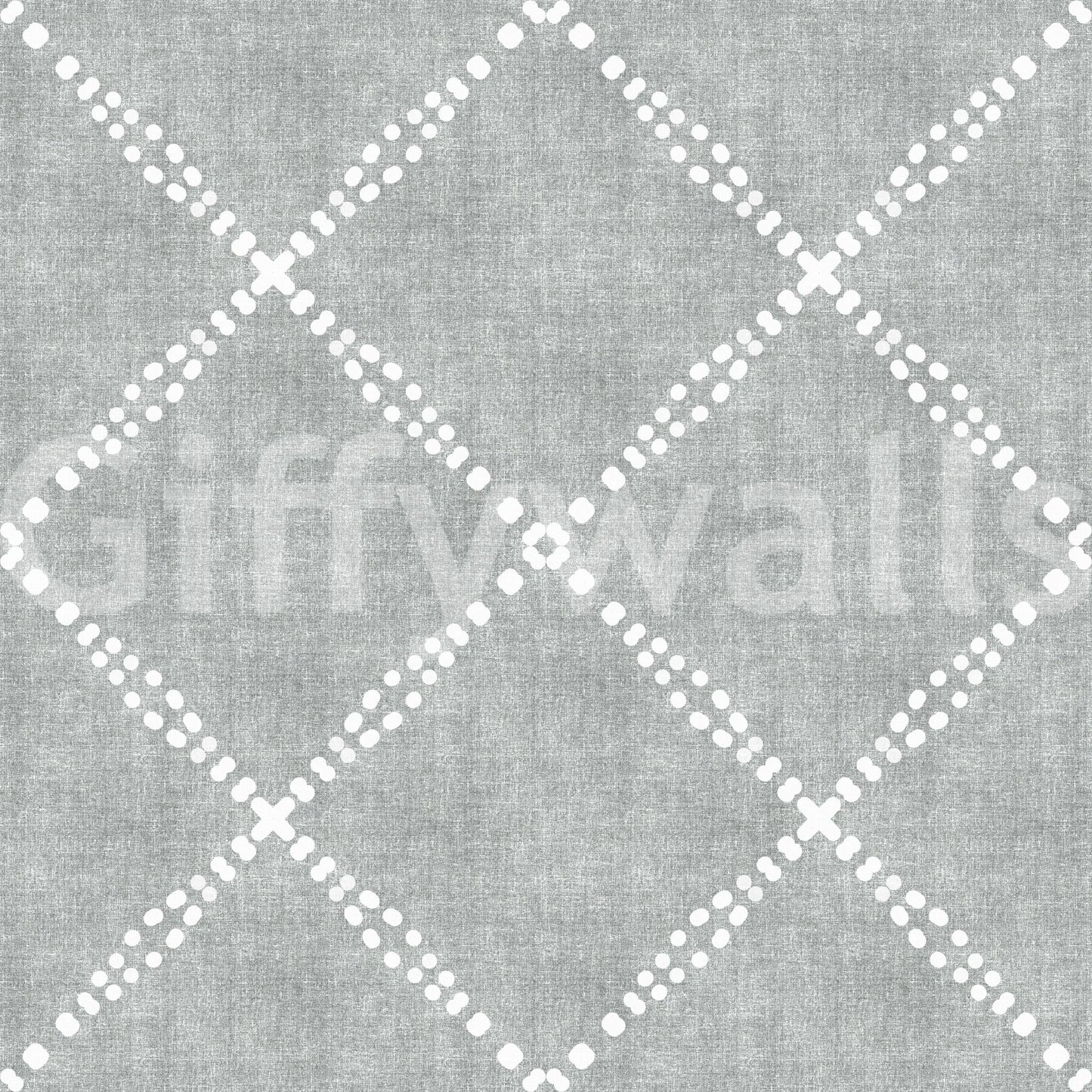 Boho Dotted Trellis Grunge Grey Clouds Wallpaper