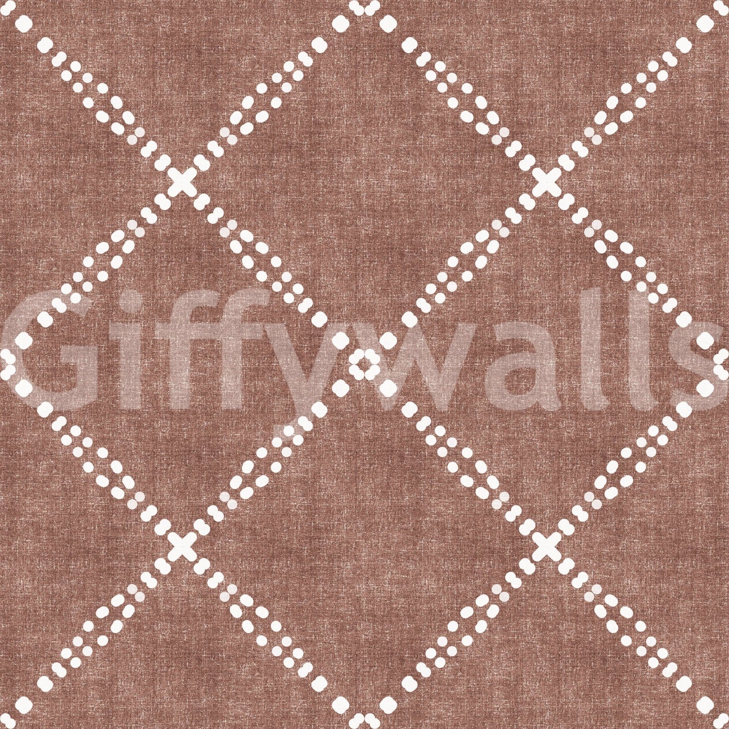 Boho Dotted Trellis Grunge Terracotta Red Wallpaper