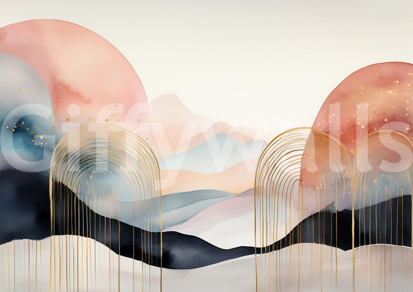 Whimsical pastel wall mural for kids' interiors