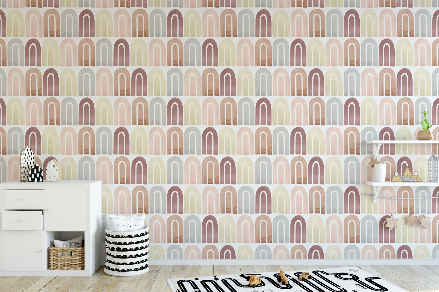 Watercolor abstract boho mural design