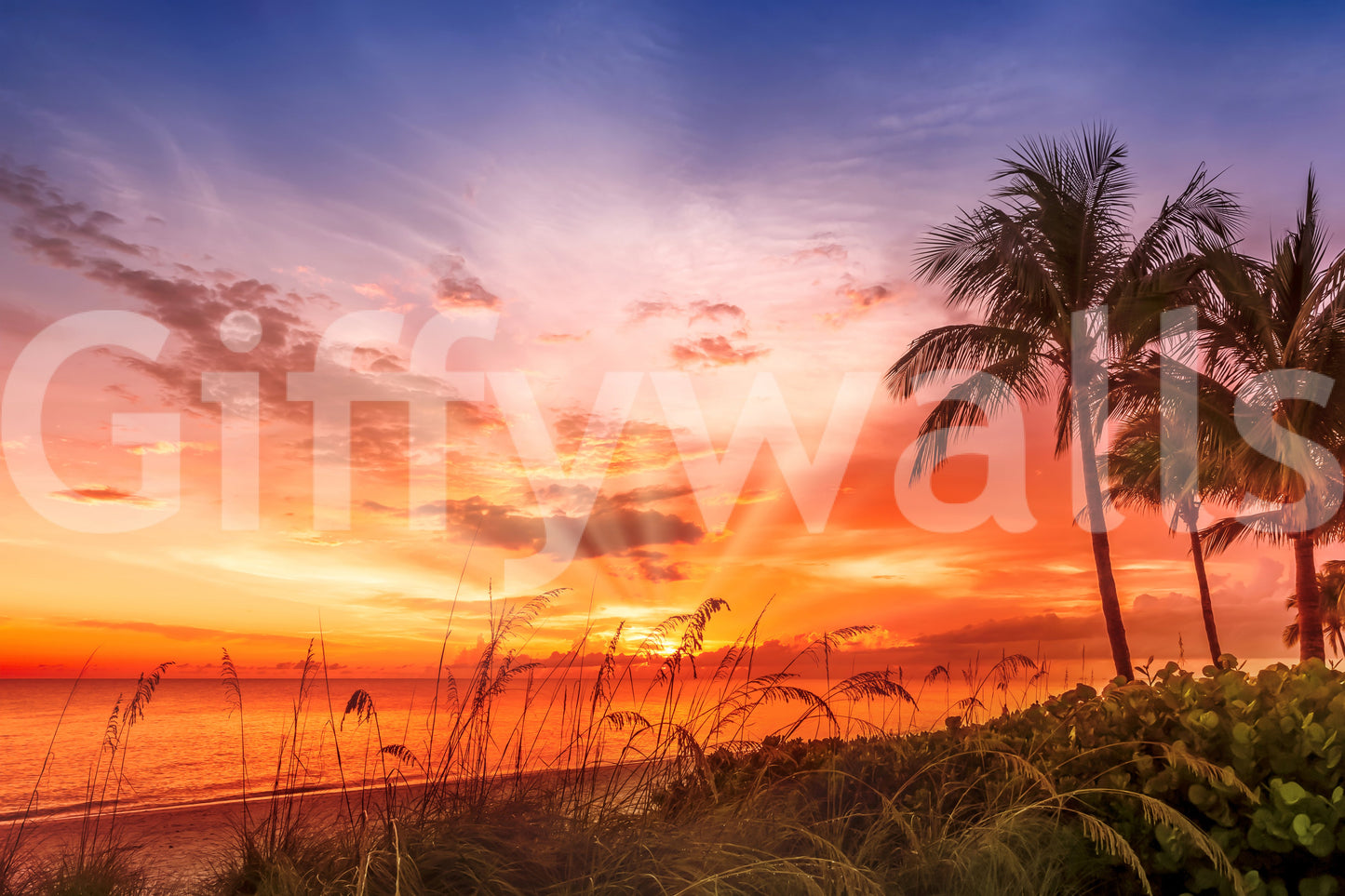 Soft sunset mural capturing beachside tranquility