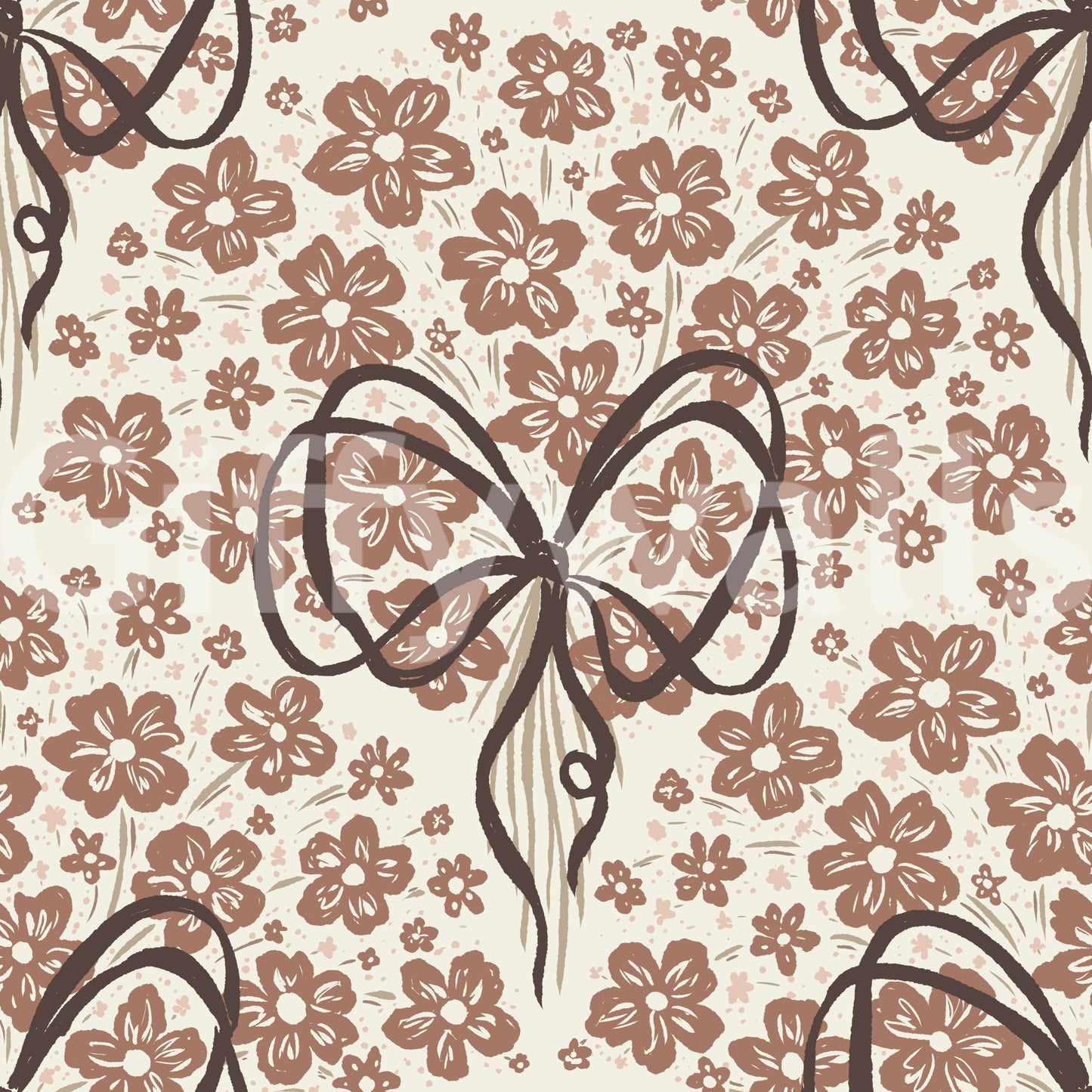 Floral Bouquet with Bow Wallpaper