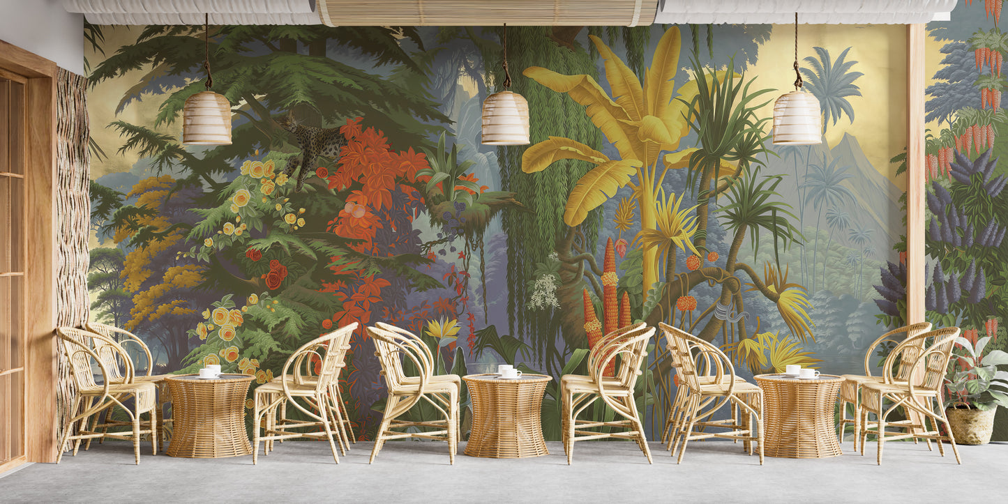 Realistic rainforest jungle wallpaper with tropical vibes.