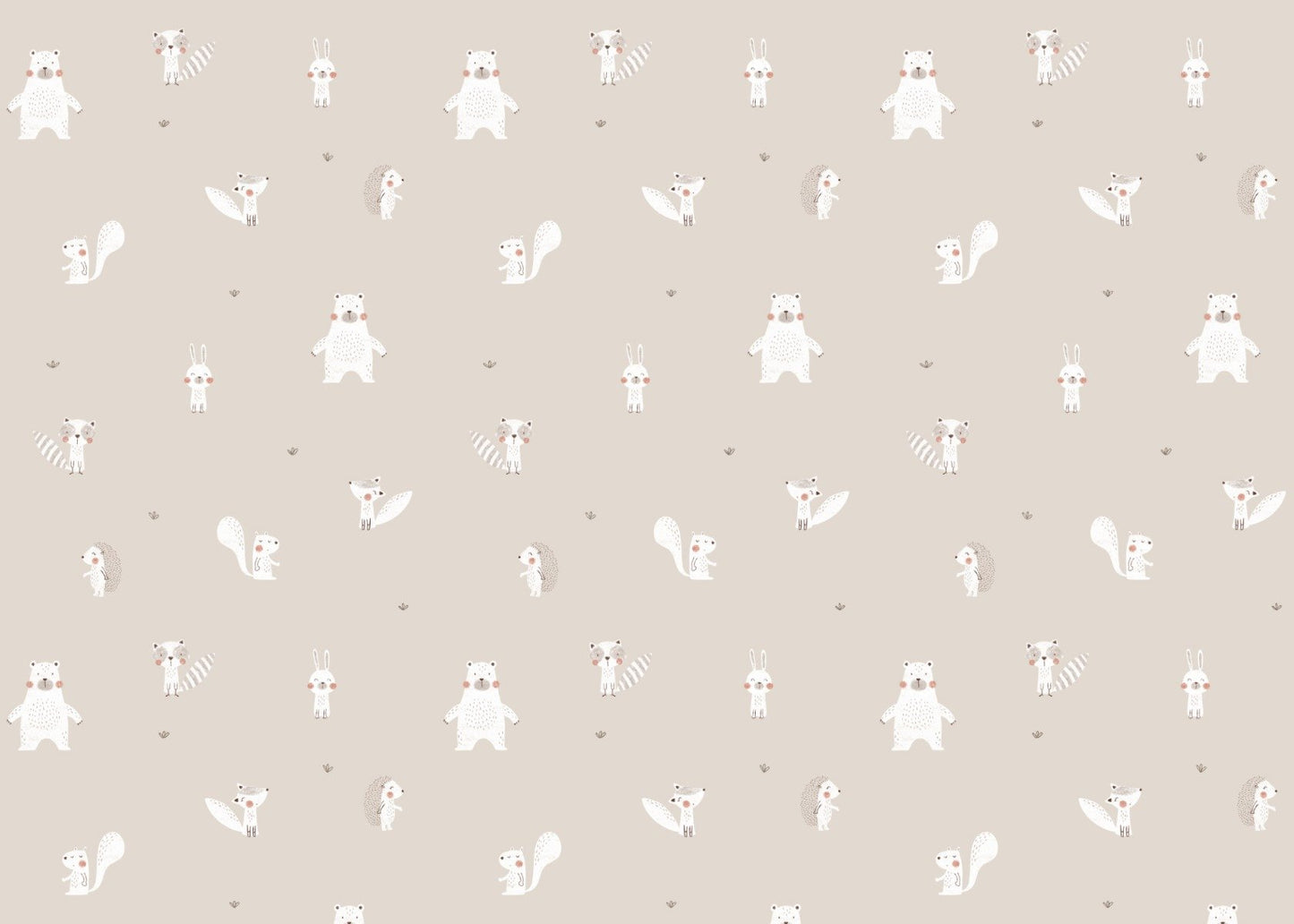 Forest Animals Beige Wallpaper For Walls - Giffywalls