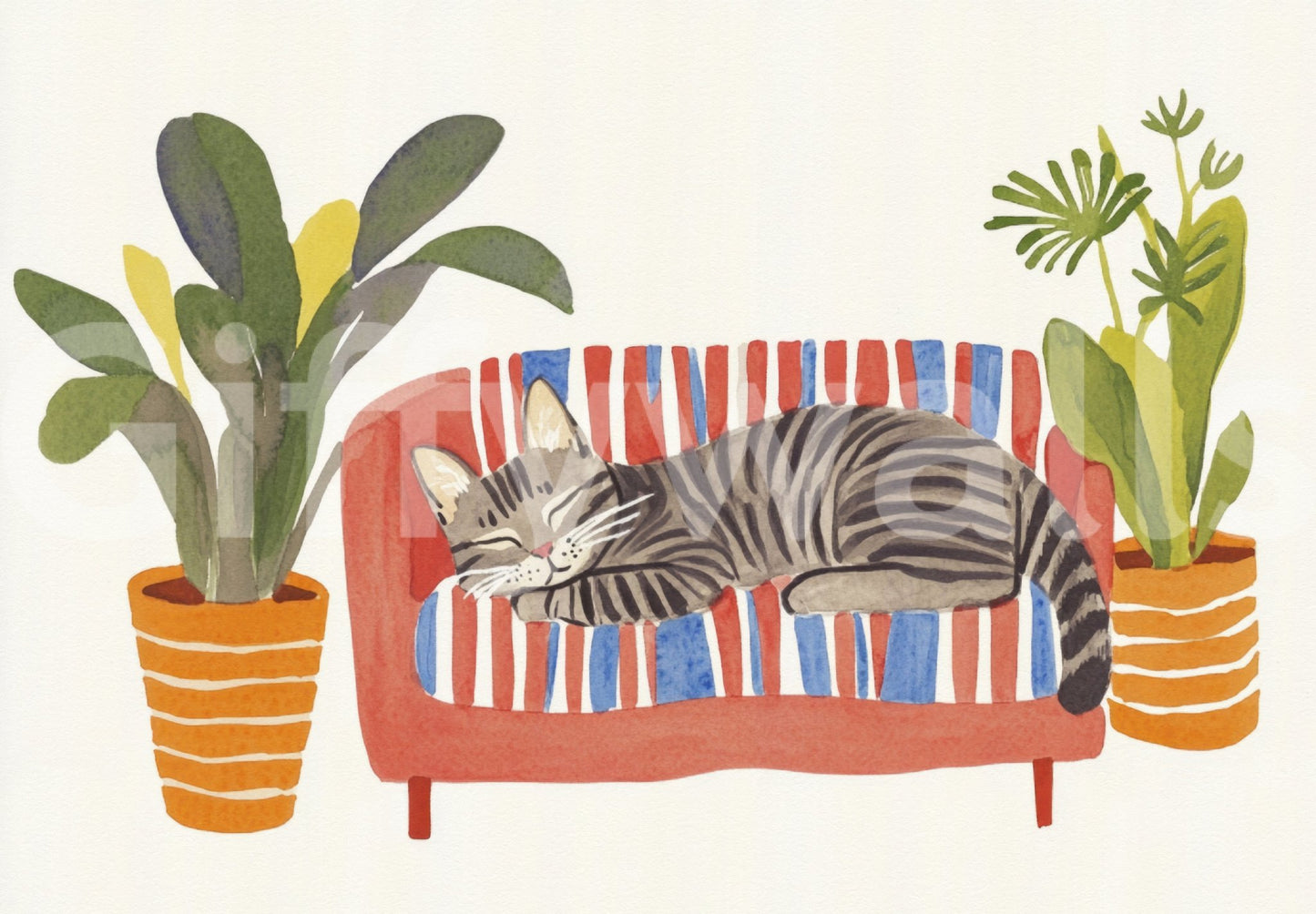 Watercolor mural evoking comfort and quiet charm