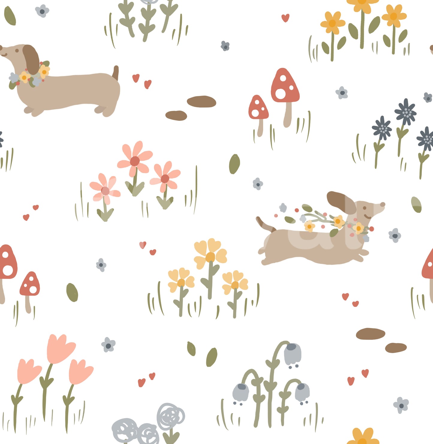 Colorful flower dog wallpaper pattern