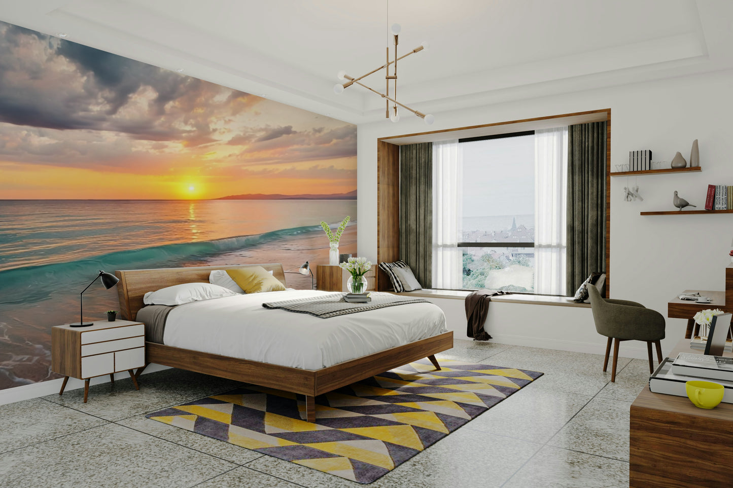 Elegant wallpaper depicting a calm coastal horizon view