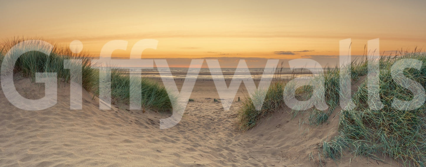 Nature-inspired coastal mural with subtle warmth and balance.