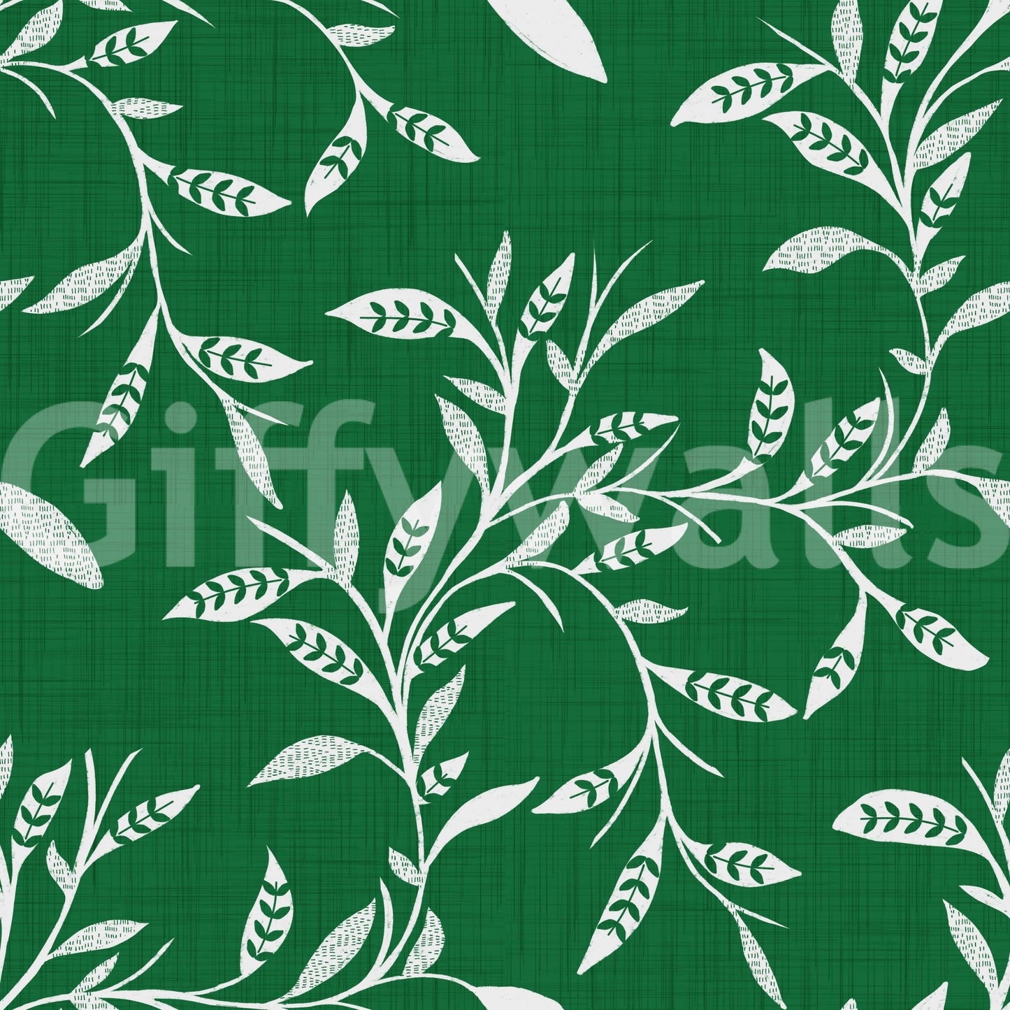 Cozy Scandi Folk Leaf Vine Forest Green - Craft Blender Wallpaper