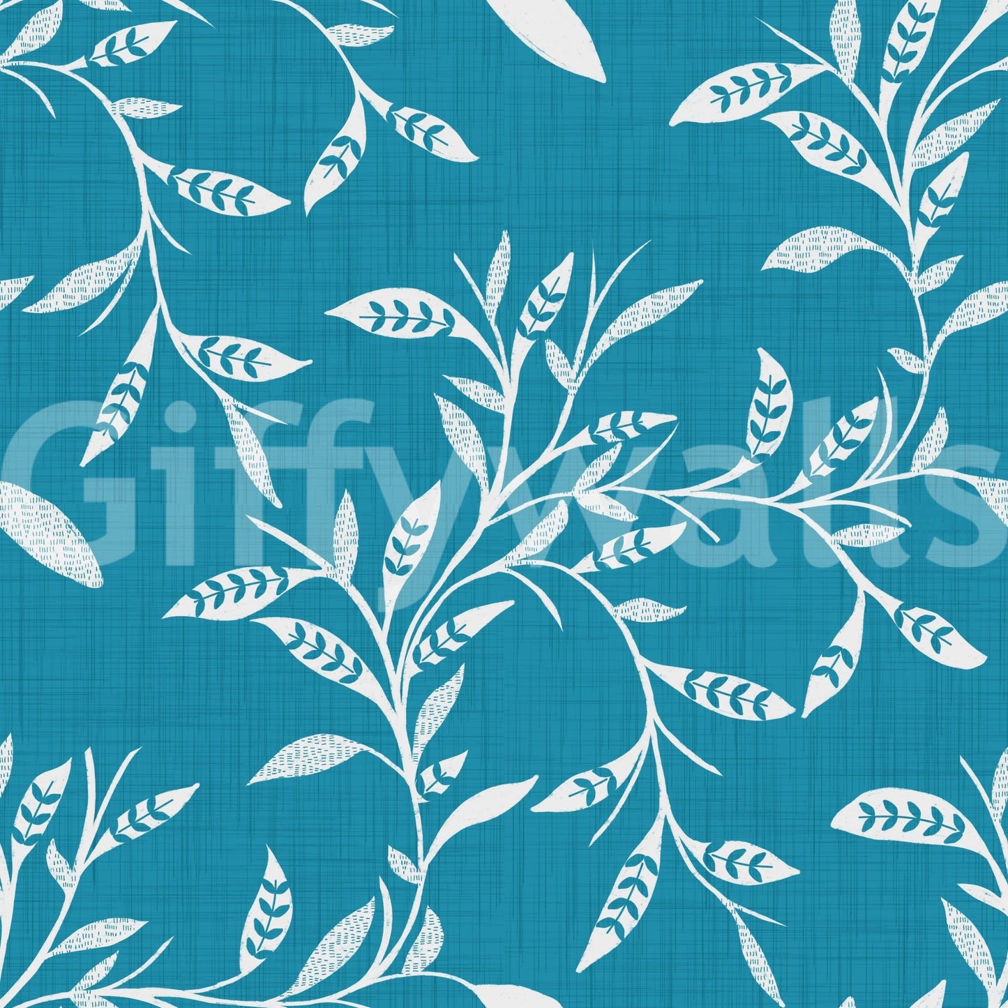 Cozy Scandi Folk Leaf Vine Nordic Teal - Craft Blender Wallpaper