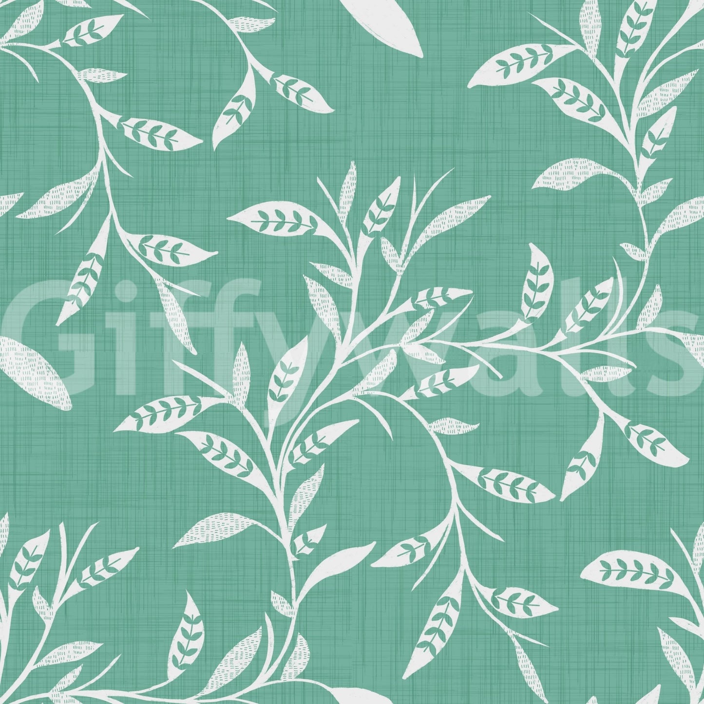 Cozy Scandi Folk Leaf Vine Sage Mint - Craft Blender Wallpaper