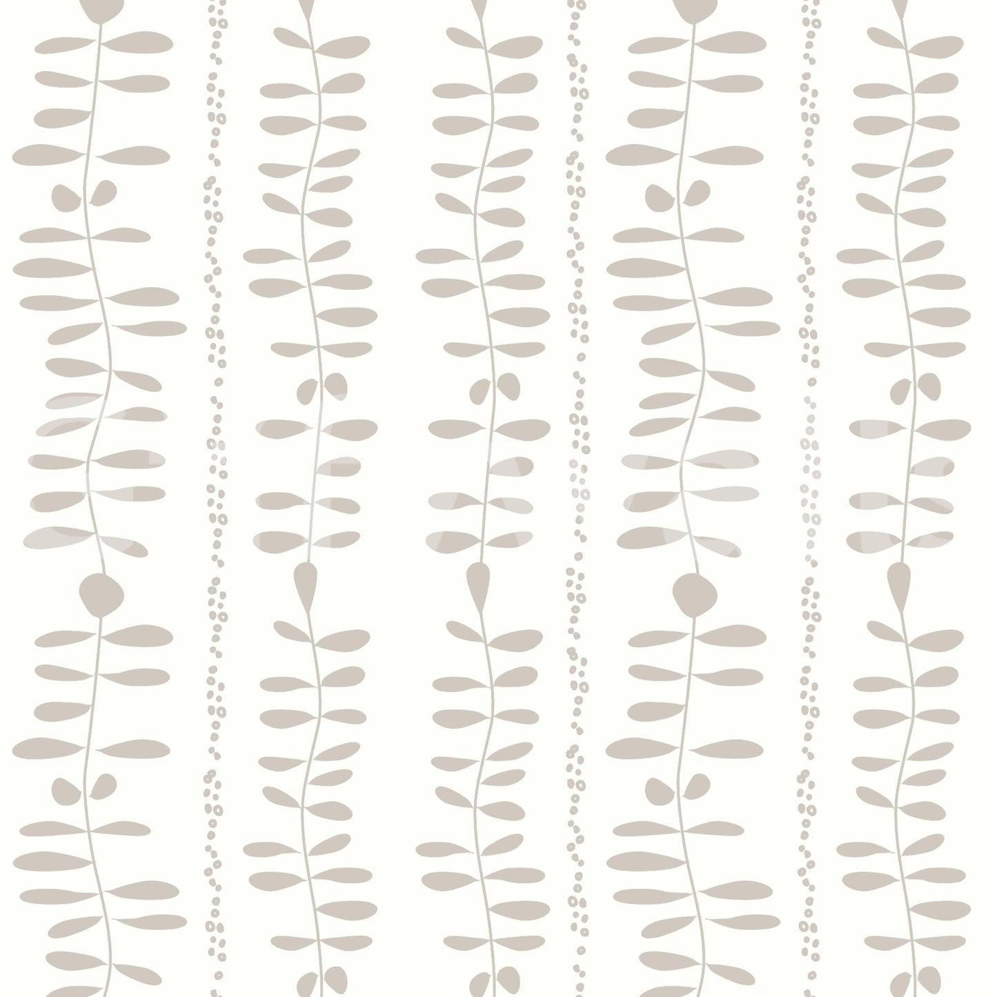 Leaves Cascade Cream botanical vine wallpaper for walls.