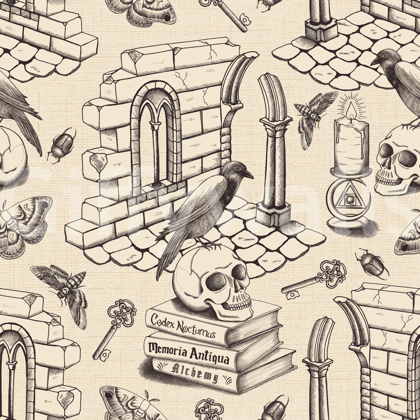 Sophisticated mural wallpaper with historical motifs