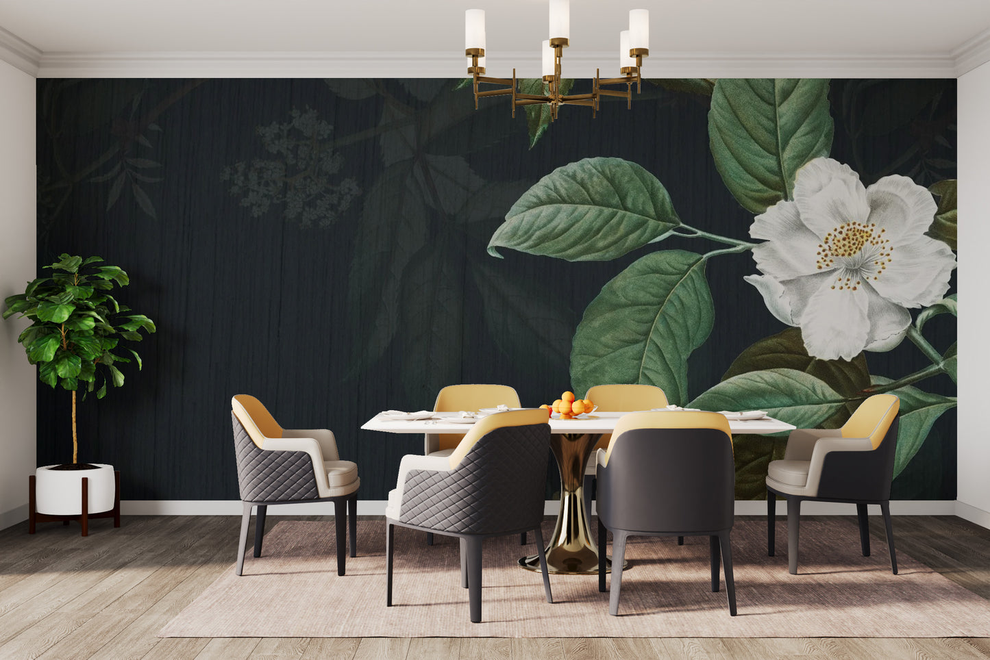 Vibrant Dark Green Floral Wallpaper Mural