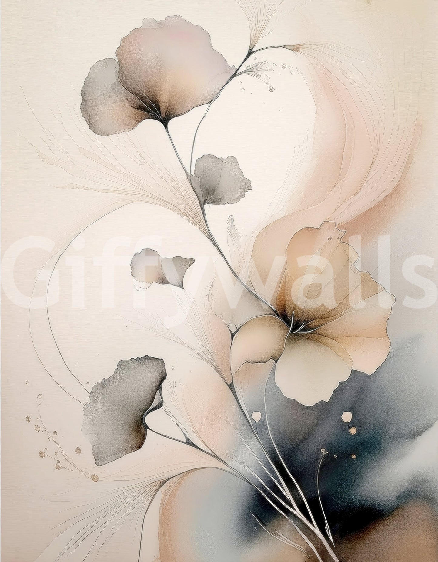Elegant flower mural with pastel petals creating a soothing and sophisticated atmosphere.