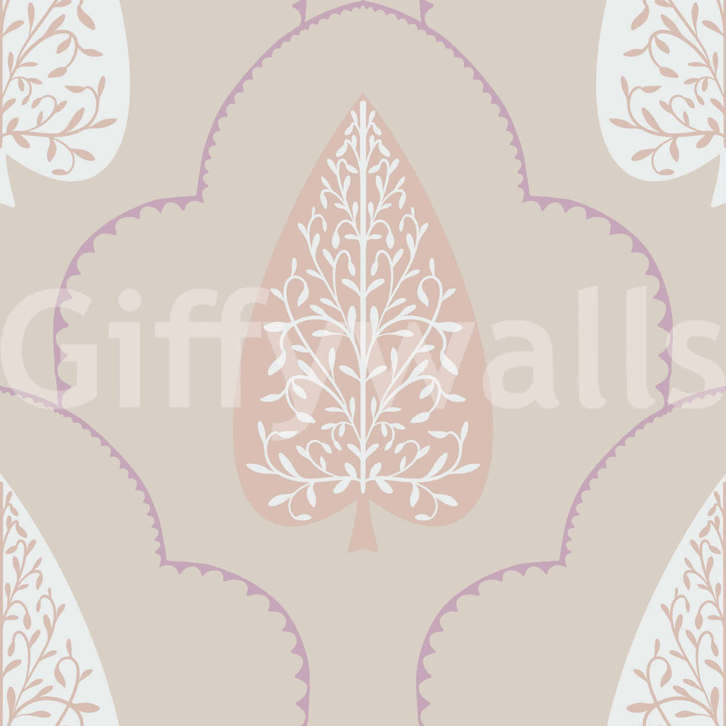 Peaceful Elegant Foliage blossom trail repeating artwork covering.